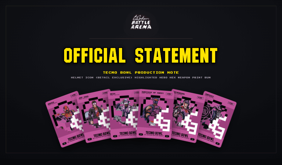 Tecmo Bowl Production Note: Helmet Icon (Retail Exclusive) – Highlighted Hero Hex Weapon Print Run