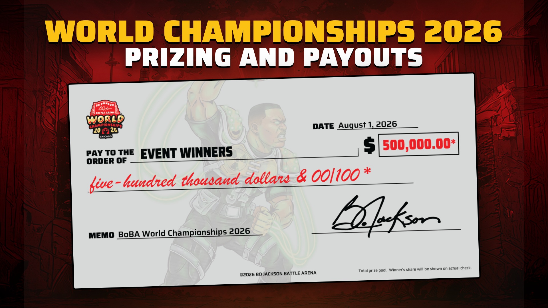 2026 Bo Jackson Battle Arena World Championships Prizing and Payout Information.